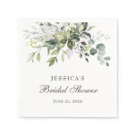 Elegant Watercolor Eucalyptus Bridal Shower Paper Napkins
