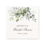 Elegant Watercolor Eucalyptus Bridal Shower Paper Napkins Elegant Watercolor Eucalyptus Bridal Shower Paper Napkins
