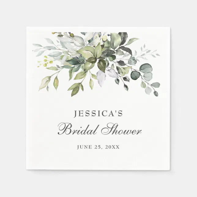 Elegant Watercolor Eucalyptus Bridal Shower Paper Napkins Zazzle