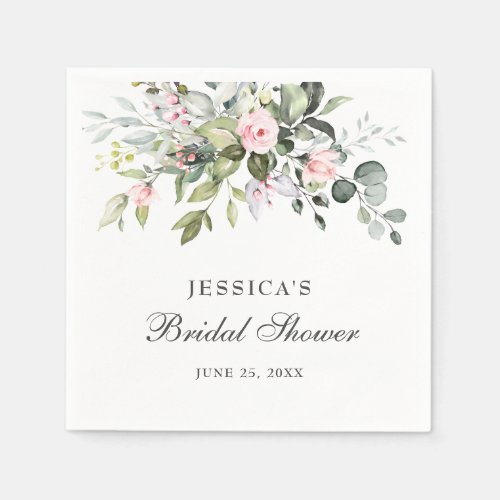 Elegant Watercolor Eucalyptus Bridal Shower Paper  Napkins