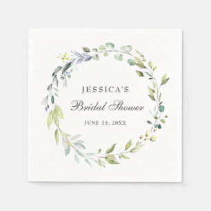 Elegant Watercolor Eucalyptus Bridal Shower Paper Napkins