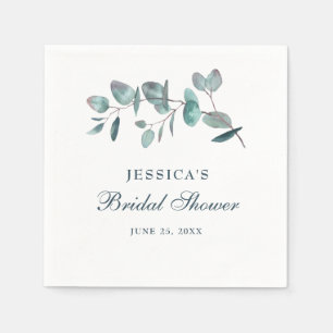 Elegant Watercolor Eucalyptus Bridal Shower Paper Napkins