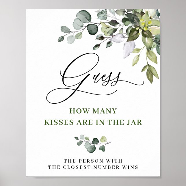 Elegant Watercolor Eucalyptus Bridal Shower Poster (Front)