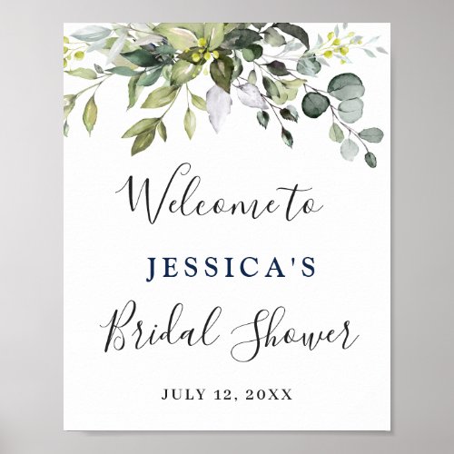 Elegant Watercolor Eucalyptus Bridal Shower Poster