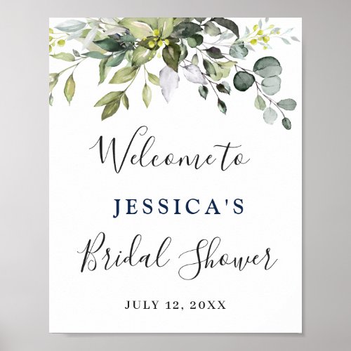 Elegant Watercolor Eucalyptus Bridal Shower Poster
