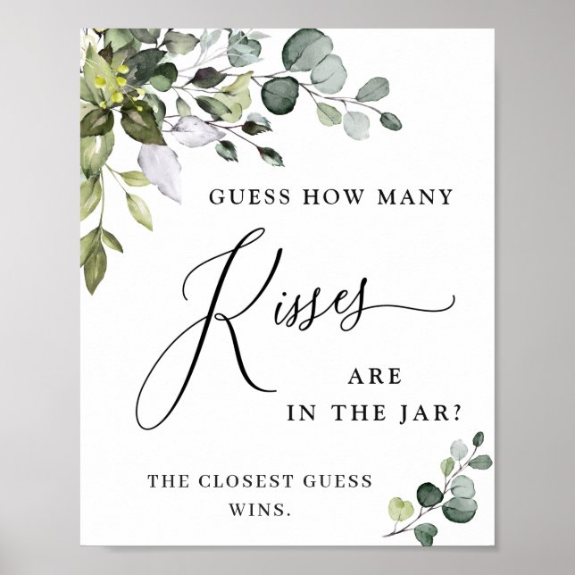 Elegant Watercolor Eucalyptus Bridal Shower Poster (Front)