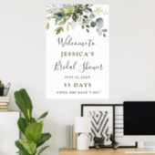 Elegant Watercolor Eucalyptus Bridal Shower Poster (Home Office)