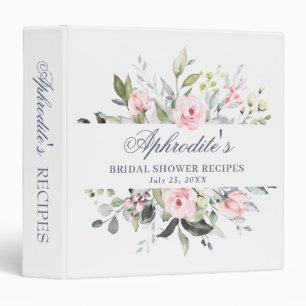 Elegant Watercolor Eucalyptus Bridal Shower Recipe 3 Ring Binder