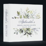 Elegant Watercolor Eucalyptus Bridal Shower Recipe 3 Ring Binder<br><div class="desc">Elegant Watercolor Eucalyptus Bridal Shower Recipe 3 ring binder.
Customizable floral binder featuring watercolor hydrangeas,  peonies,  anemones and foliage. This floral binder will be perfect for personal use and an event like weddings,  bridal showers and baby showers.</div>