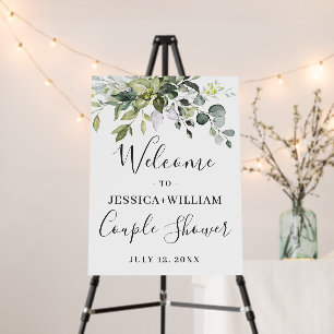 Elegant Watercolor Eucalyptus Couple Shower Foam Board