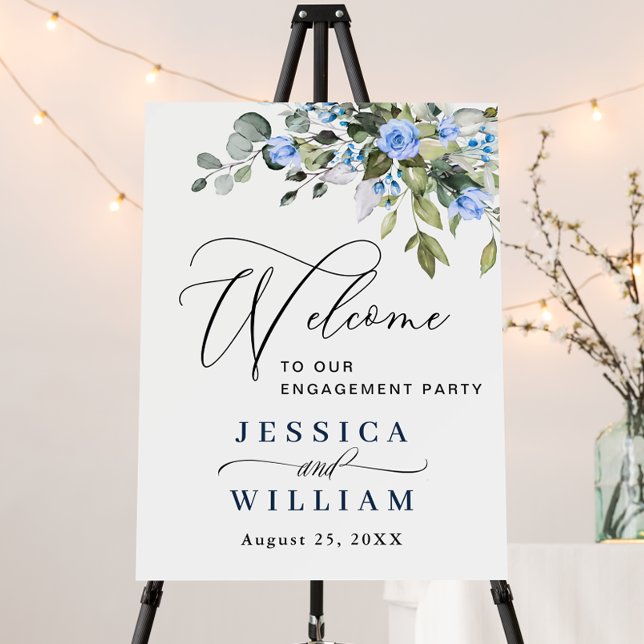 Elegant Watercolor Eucalyptus ENGAGEMENT PARTY Foam Board (Custom sign template foam board print.)