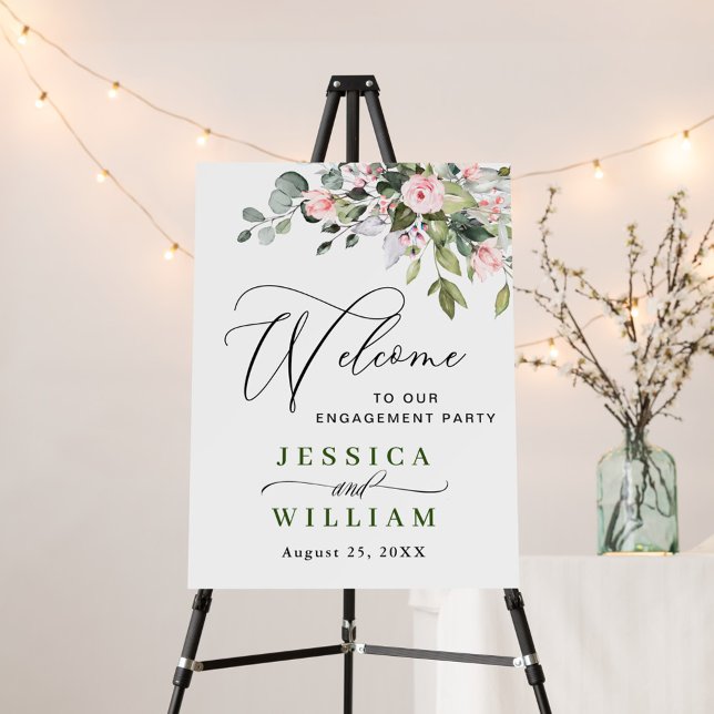 Elegant Watercolor Eucalyptus ENGAGEMENT PARTY Foam Board (Creator Uploaded)