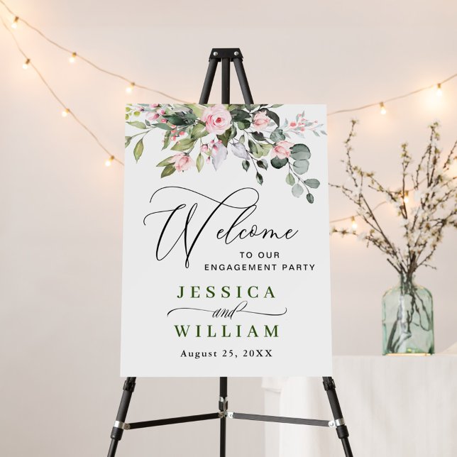 Elegant Watercolor Eucalyptus ENGAGEMENT PARTY Foam Board (Creator Uploaded)