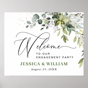 Elegant Watercolor Eucalyptus ENGAGEMENT PARTY Poster