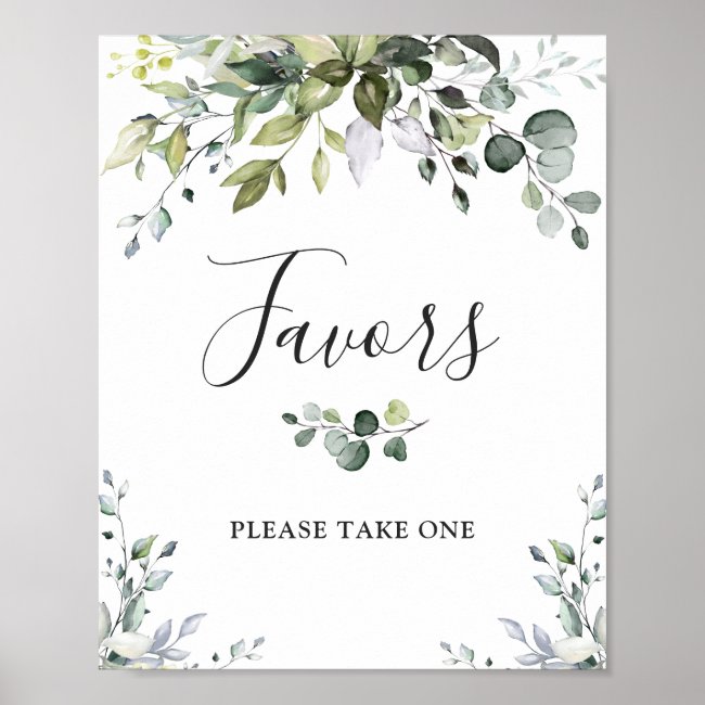 Elegant Watercolor Eucalyptus Favors Wedding Sign
