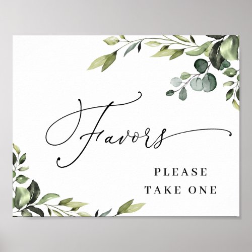 Elegant Watercolor Eucalyptus Favors Wedding Sign