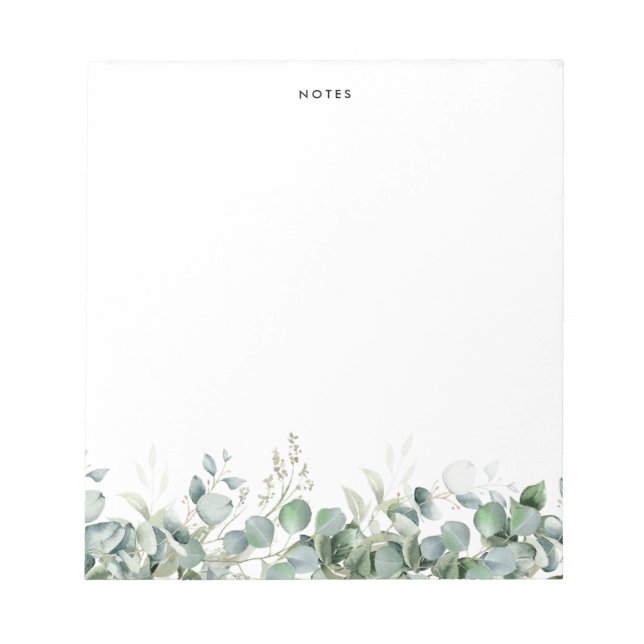 Elegant Watercolor Eucalyptus Greenery Custom  Notepad (Front)