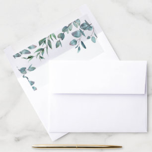 Elegant Watercolor Eucalyptus Greenery Envelope Liner
