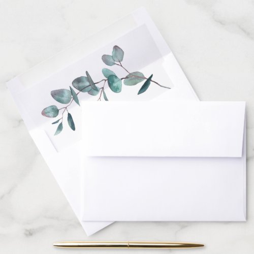 Elegant Watercolor Eucalyptus Greenery Envelope Liner