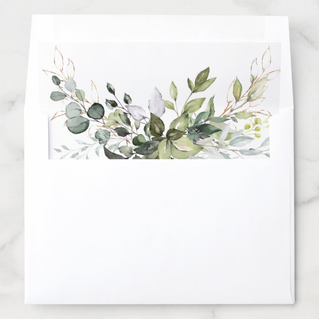 Elegant Watercolor Eucalyptus Greenery Envelope Liner (In Envelope)