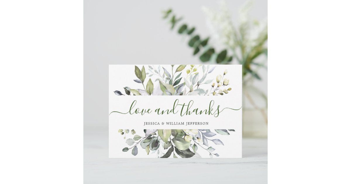 Elegant Watercolor Eucalyptus Greenery Thank You Card | Zazzle