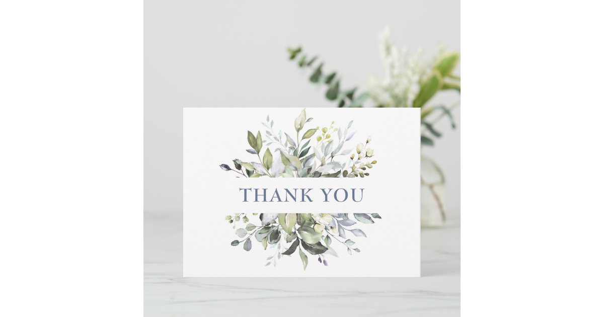 Elegant Watercolor Eucalyptus Greenery Thank You Card | Zazzle