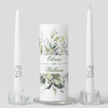 Elegant Watercolor Eucalyptus Greenery Unity Candle Set by Elle_Design at Zazzle