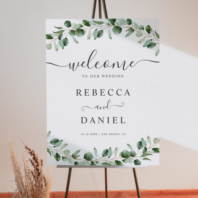 Elegant Watercolor Eucalyptus Greenery Wedding Foam Board (Creator Uploaded)