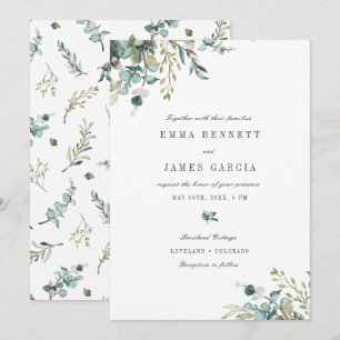 Elegant Watercolor Eucalyptus Greenery Wedding Inv Invitation