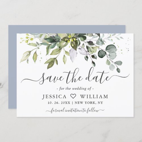 Elegant Watercolor Eucalyptus Greenery Wedding Save The Date