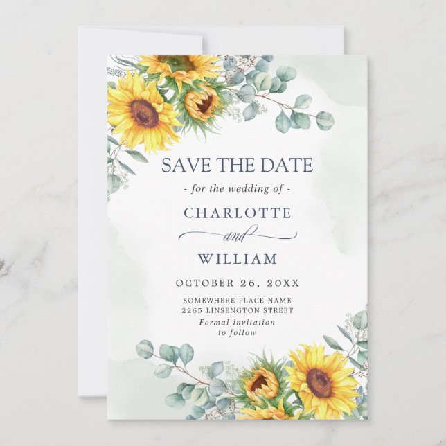 Elegant Watercolor Eucalyptus Greenery Wedding Save The Date (Front)