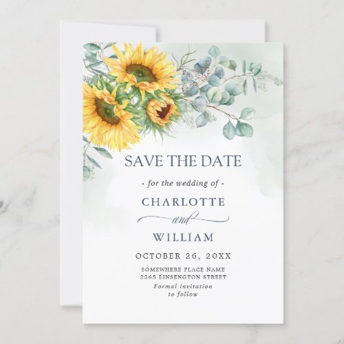 Elegant Watercolor Eucalyptus Greenery Wedding Save The Date