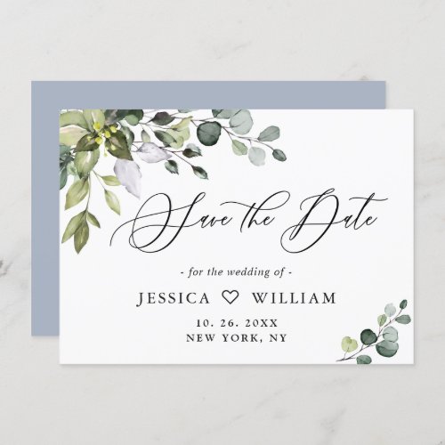 Elegant Watercolor Eucalyptus Greenery Wedding Save The Date