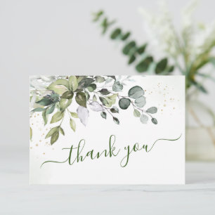 Elegant Watercolor Eucalyptus Greenery Wedding Thank You Card