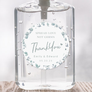 Elegant Watercolor Eucalyptus Hand Sanitizer Favor Classic Round Sticker