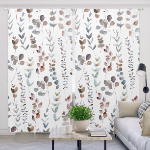Elegant Watercolor Eucalyptus Leaves Blackout Curtains