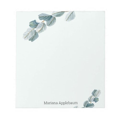 elegant watercolor eucalyptus leaves green notepad