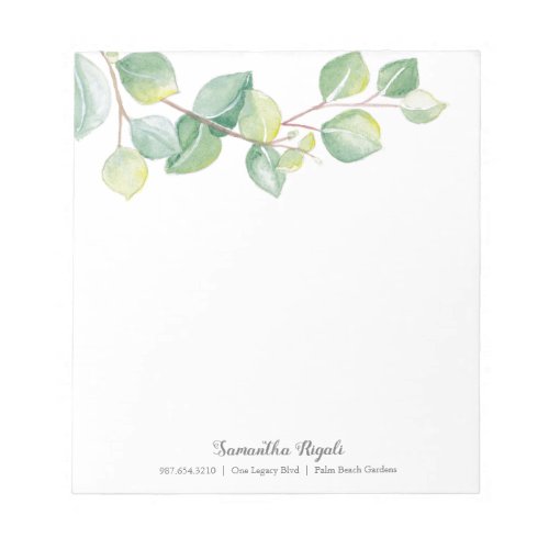 Elegant Watercolor Eucalyptus Leaves Notepad