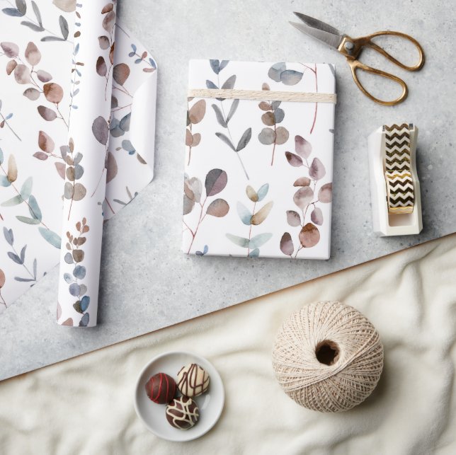 Elegant Watercolor Eucalyptus Leaves Wrapping Paper (Crafts)