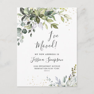 Elegant Watercolor Eucalyptus Moving Announcement