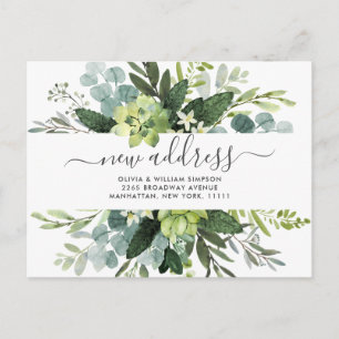 Elegant Watercolor Eucalyptus Moving Announcement Postcard