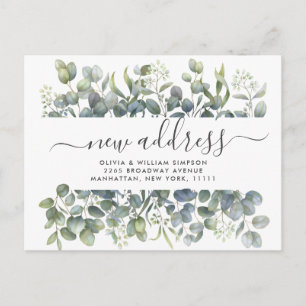 Elegant Watercolor Eucalyptus Moving Announcement Postcard