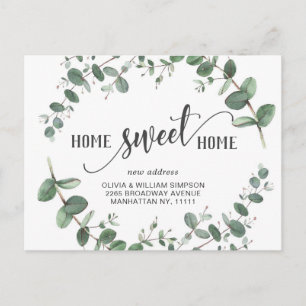 Elegant Watercolor Eucalyptus Moving Announcement Postcard