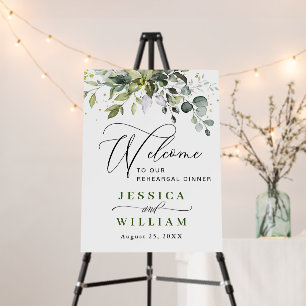 Elegant Watercolor Eucalyptus REHEARSAL DINNER Foam Board