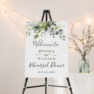 Elegant Watercolor Eucalyptus Rehearsal Dinner Foam Board