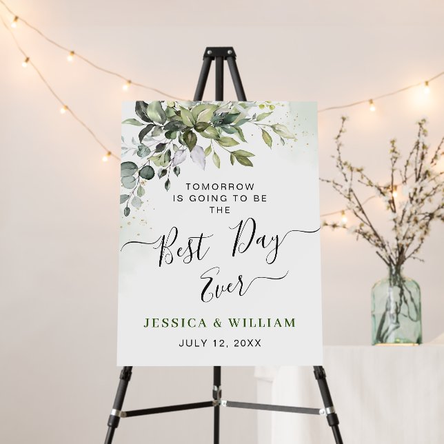 Elegant Watercolor Eucalyptus Rehearsal Dinner Foam Board (In Situ (Stand))
