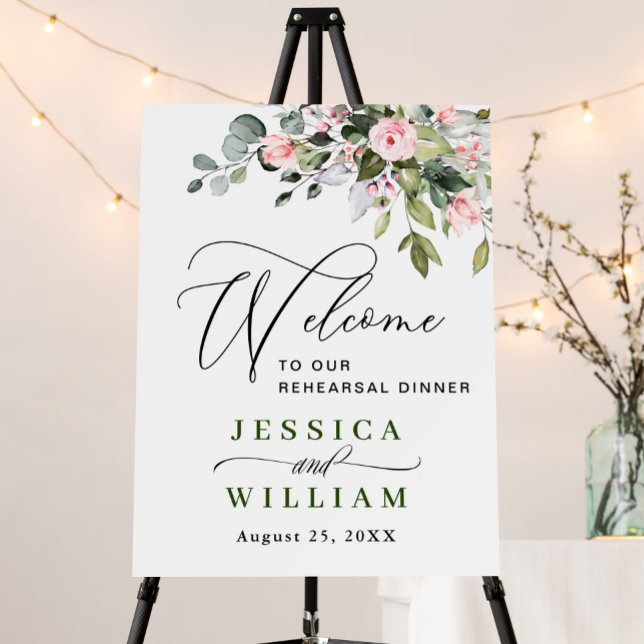 Elegant Watercolor Eucalyptus REHEARSAL DINNER Foam Board (Creator Uploaded)