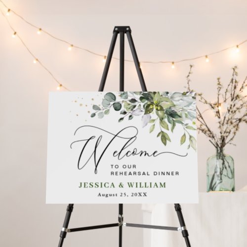 Elegant Watercolor Eucalyptus REHEARSAL DINNER Foam Board