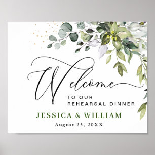 Elegant Watercolor Eucalyptus REHEARSAL DINNER Poster