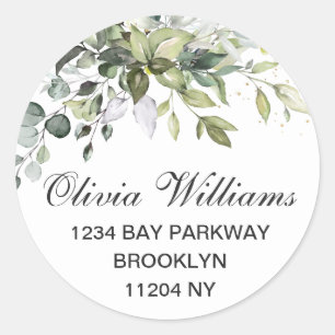 Elegant Watercolor Eucalyptus Return Address Label